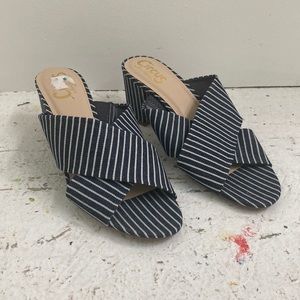 Circus by Sam Edelman dark denim/black and white stripe heal sandal sz 9.5